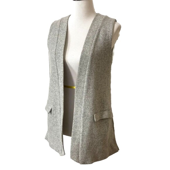 Womens Vest Anthropologie Elevenses Gray Woven Wool A Line Open Lined - Picture 2 of 11